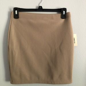 Tan Ribbed Mini Skirt